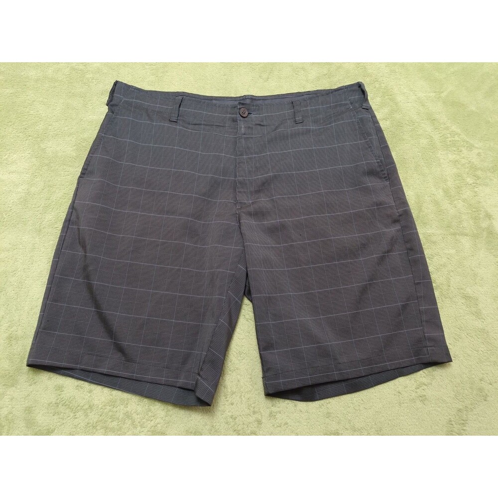 Mens BCG Gray/Black Flat Front Chinos Hiking Fishing Golf Shorts Size 38
